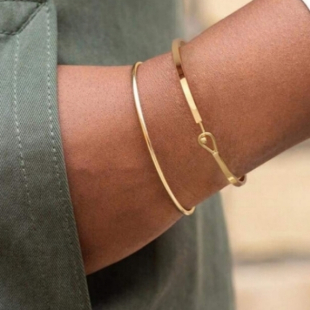 Macy's 18 Karat Gold Plated Hook Bangle Bracelet